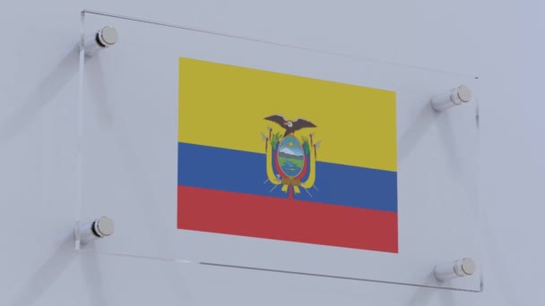 Logo Bandiera Ecuador Visualizzato Sulla Partizione Vetro Smerigliato — Video Stock