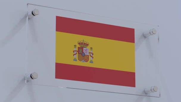 Spanje Vlag Logo Plaat Met Reliëf Effect — Stockvideo