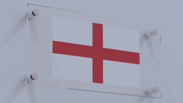 Logo Bandera Inglaterra Reflejado Superficie Pared Espejada — Vídeos de Stock