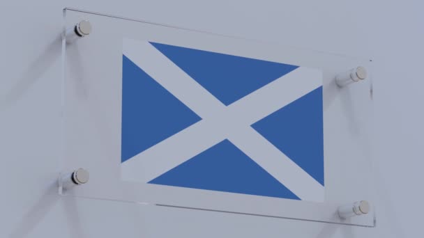 Scotland Flag Logosu Şeffaf Akrilik Panelde Gösterildi — Stok video