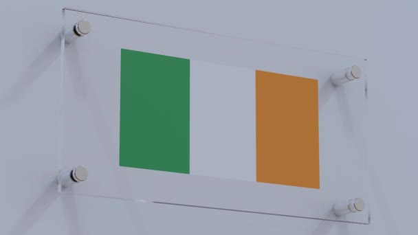 Ireland Flag Logo Glazen Tafelblad Geëtst — Stockvideo