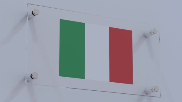 Logo Vlajka Itálie Promítnuté Zeď Kanceláře — Stock video