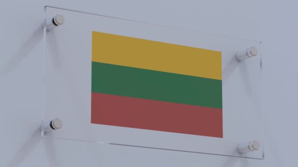 Logotipo Bandera Lituania Mostrado Muro Características Arquitectónicas — Vídeo de stock