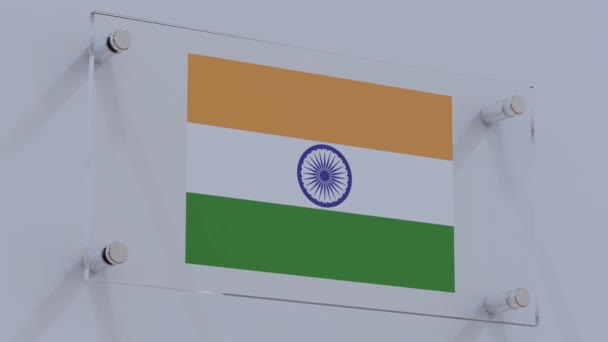 Indie Flaga Logo Wygrawerowane Marmurowym Murze — Wideo stockowe