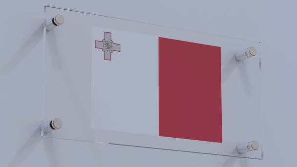 Malta Elegante Bandiera Logo Sulla Piastra Della Parete Aziendale — Video Stock