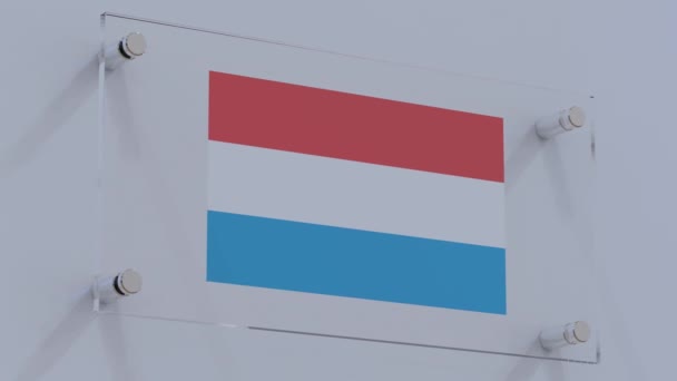 Λογότυπο Σημαίας Λουξεμβούργου Τυπωμένο Επί Διαφημιστικού Εμπορικού Σήματος — Αρχείο Βίντεο
