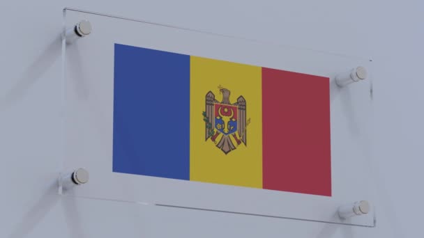 Das Logo Der Moldau Flagge Ist Die Installation Skulpturaler Kunst — Stockvideo