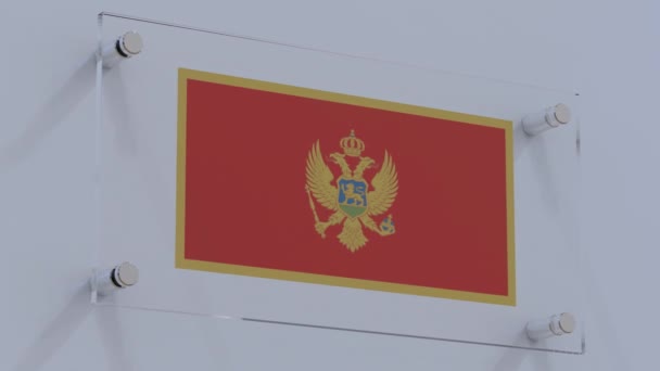 Logo Bandiera Montenegro Sulla Piastra Parete Vetro Aziendale — Video Stock