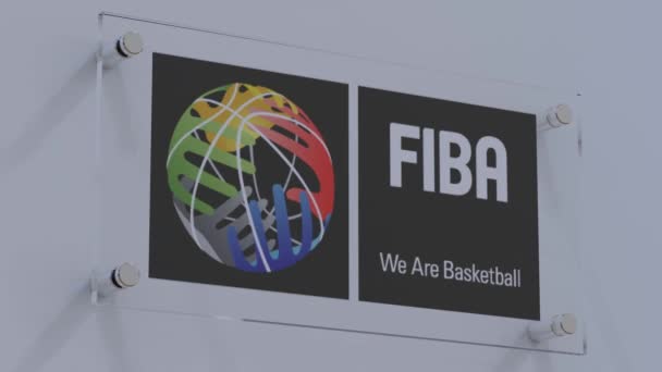 International Basketball Federation Fiba Illustrated Flag Logo Business Wall — Stock Video