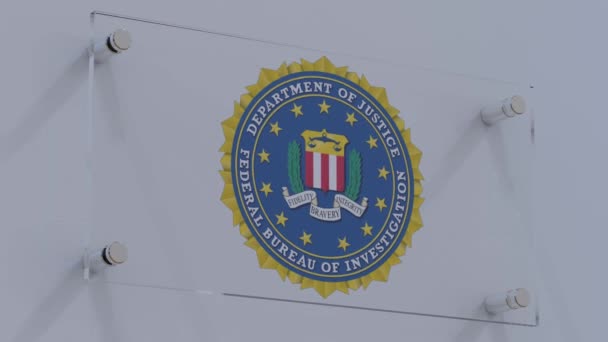 Federální Úřad Pro Vyšetřování Fbi Dynamic Flag Logo Wall Plate — Stock video