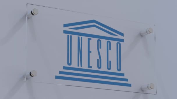 Организация Объединенных Наций Вопросам Образования Культуры Юнеско Логотип Иллюстрированного Флага — стоковое видео