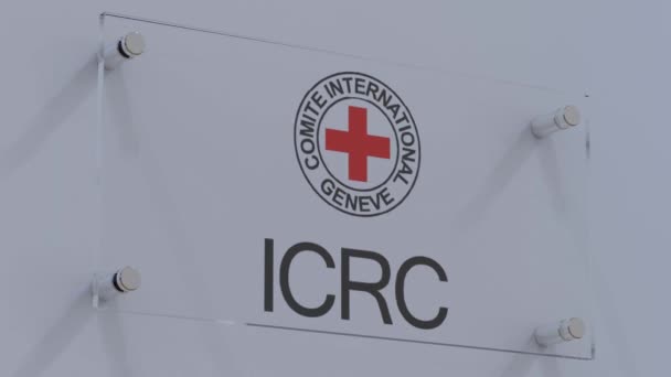 Vöröskereszt Nemzetközi Bizottsága Icrc Futurisztikus Lobogó Logója Üveg Felosztásáról — Stock videók