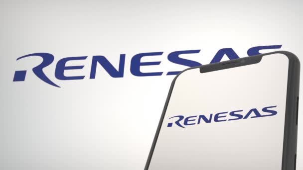 Logo Editorial Renesas Electronics Para Medios Comunicación — Vídeos de Stock