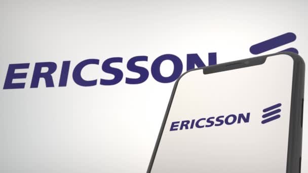 Conferenza Stampa Ericsson Emblema Editoriale — Video Stock