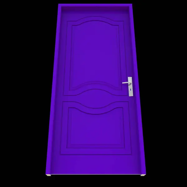 Purple door A door providing access depicted in a pure white isolated environment.