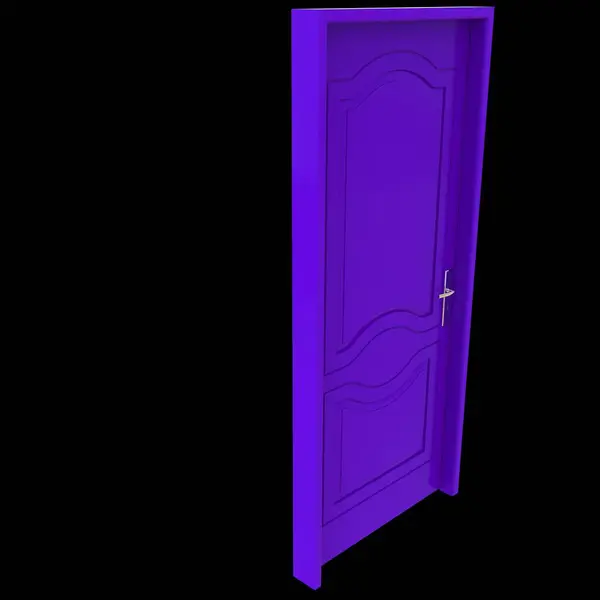 Purple door An unsealed entryway presented on an isolated white surface.