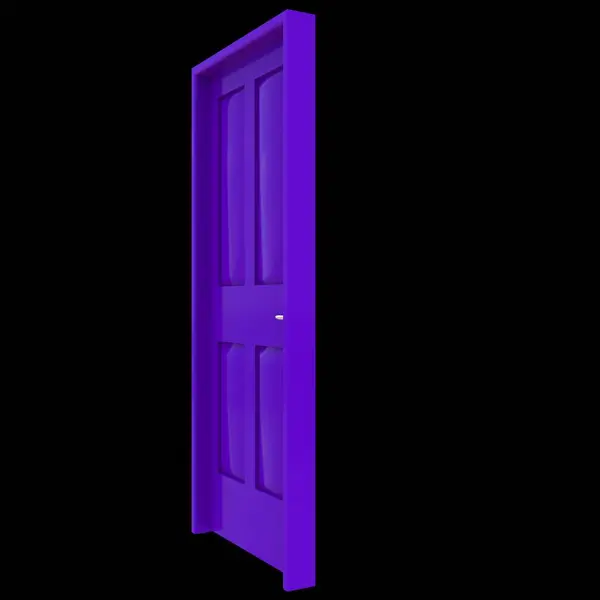 Purple Door Portal Designed Welcoming Positioned White Backdrop — Stock Photo, Image
