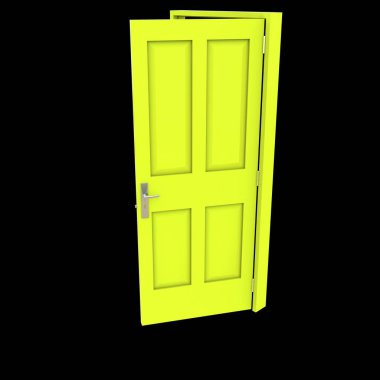 Sarı kapı engelsiz A yolu beyaz arkaplan izolasyonunda sunuluyor.