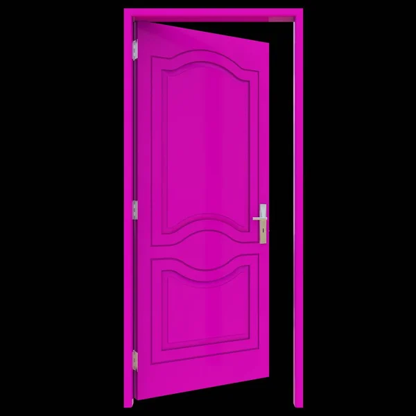 Pink door A gateway without seals presented on a pure white isolated canvas.