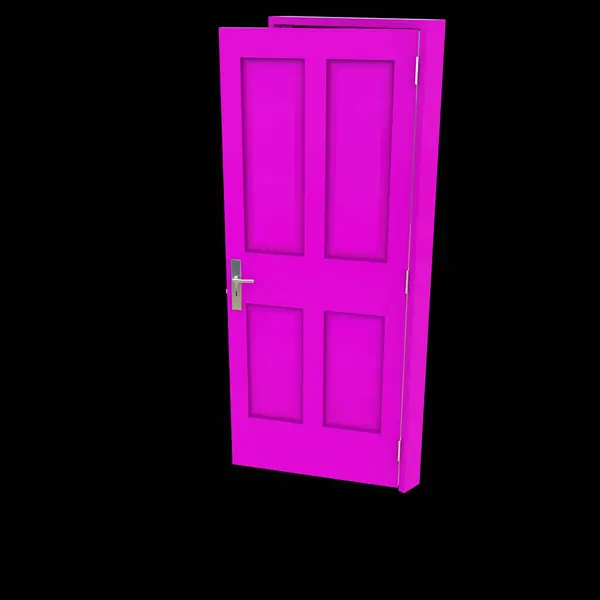 Pink door A pathway without barriers presented on a pure white isolated canvas.