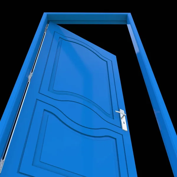 Blue door A door designed to be welcoming depicted in a white isolated background.