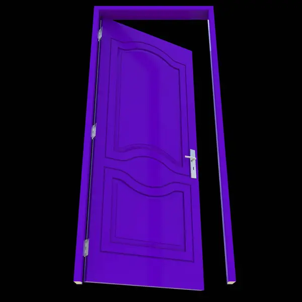 Purple door An entry without barriers depicted in a pure white isolated environment.