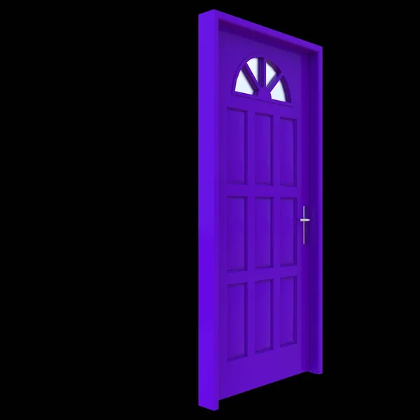 Purple door A gateway without a seal presented on an isolated white surface.