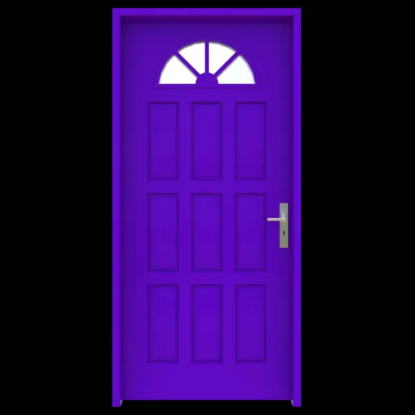 Purple door A door for entering depicted in a pure white isolated environment.