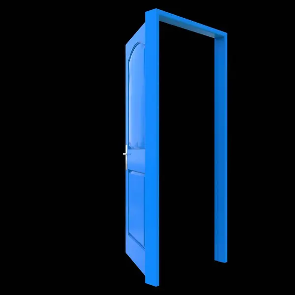 Blue Door Portal Illuminated Isolated White Canvas — Stock Photo, Image