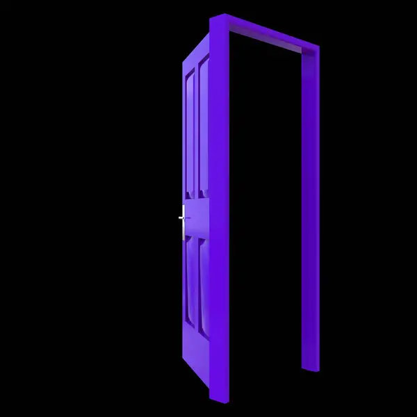 Purple Door Passage Designed Easy Access Showcased Isolated White Setting — Stock Photo, Image
