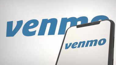 Mobil ekran ve arkaplan editoryel Venmo uygulama logosu