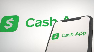 Mobil ekran ve arkaplan editöründe Cash App uygulama logosu