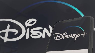Mobil ekran ve arkaplan editöründe Disney + app logosu