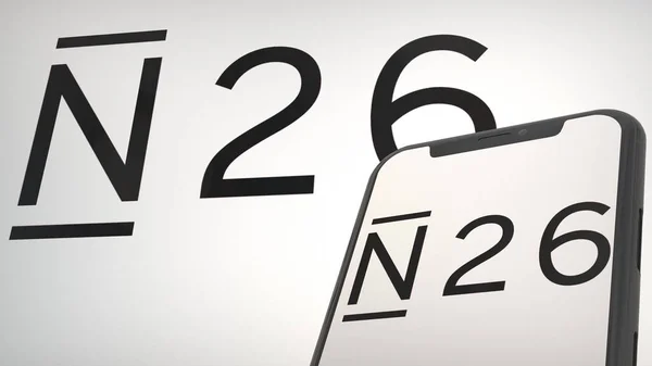 Логотип Приложения N26 Мобильном Дисплее Фоновом Редакторском Материале Лицензионные Стоковые Фото