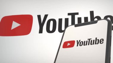 Mobil ekran ve arkaplan editoryel YouTube uygulama logosu