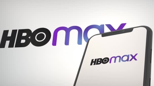 Logo Aplikacji Hbo Max Mobilnym Ekranie Wyświetlacza Edytorze Tła — Wideo stockowe