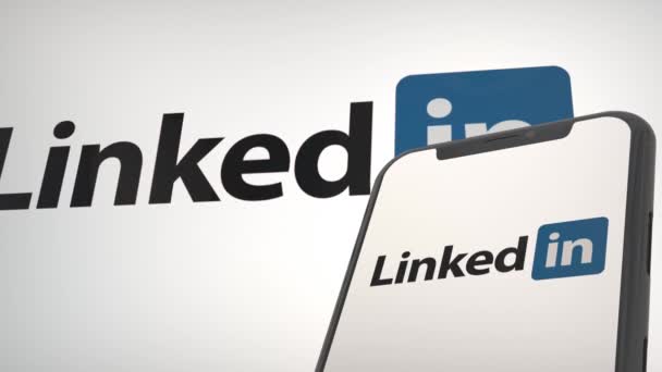 Linkedin Logotipo Aplicativo Tela Exibição Móvel Editorial Fundo — Vídeo de Stock