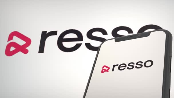 Logo Aplikacji Resso Music Mobilnym Ekranie Wyświetlacza Edytorze Tła — Wideo stockowe