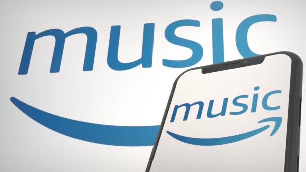 Amazon Music App Logo Mobilskjerm Bakgrunnsredaktør – stockvideo