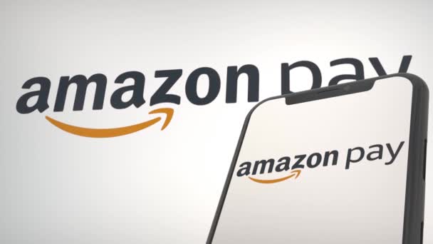 Amazon Pay App Logo Mobile Display Screen Background Editorial — Stock Video