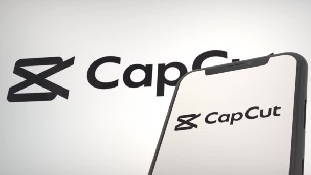 Logo Aplikacji Capcut Mobilnym Ekranie Wyświetlacza Edytorze Tła — Wideo stockowe