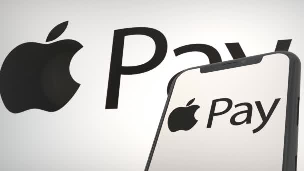 Logo Aplikacji Apple Pay Mobilnym Ekranie Wyświetlacza Edytorze Tła — Wideo stockowe