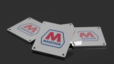 Marathon Petrol logosu Uluslararası 3D Sinyal Yüksek Kaliteli Çizgi Canlandırması