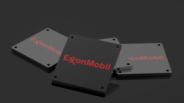 Exxon Mobil Logo Internationell Signal Standout Illustrativ Animation — Stockvideo