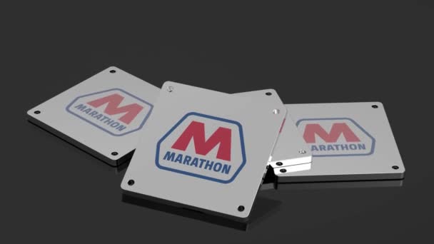 马拉松赛石油标志国际3D信号高质量说明性动画 — 图库视频影像