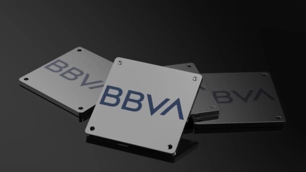 Bbva Banco Bilbao Vizcaya Argentaria Logo International Signal Högkvalitativ Illustrativ — Stockvideo