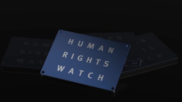 人权观察标志国际3D信号突出说明动画 — 图库视频影像