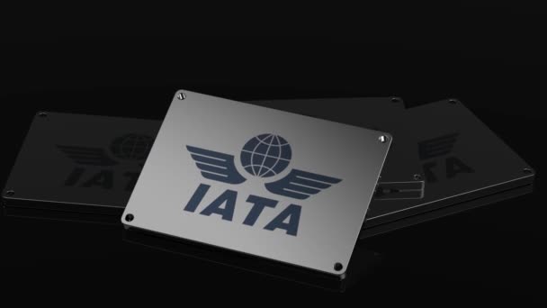 国际航空运输协会Iata标识演示3D动画世界级移动符号 — 图库视频影像