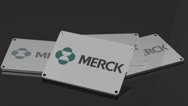 Símbolo Movimento Animação Sinal Internacional Logotipo Merck — Vídeo de Stock