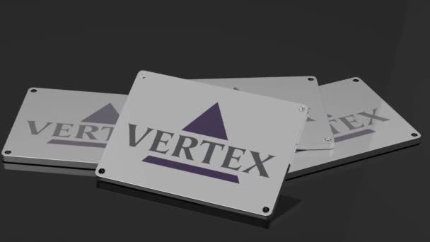 Vertex药品标识国际3D信号吸引说明性动画 — 图库视频影像